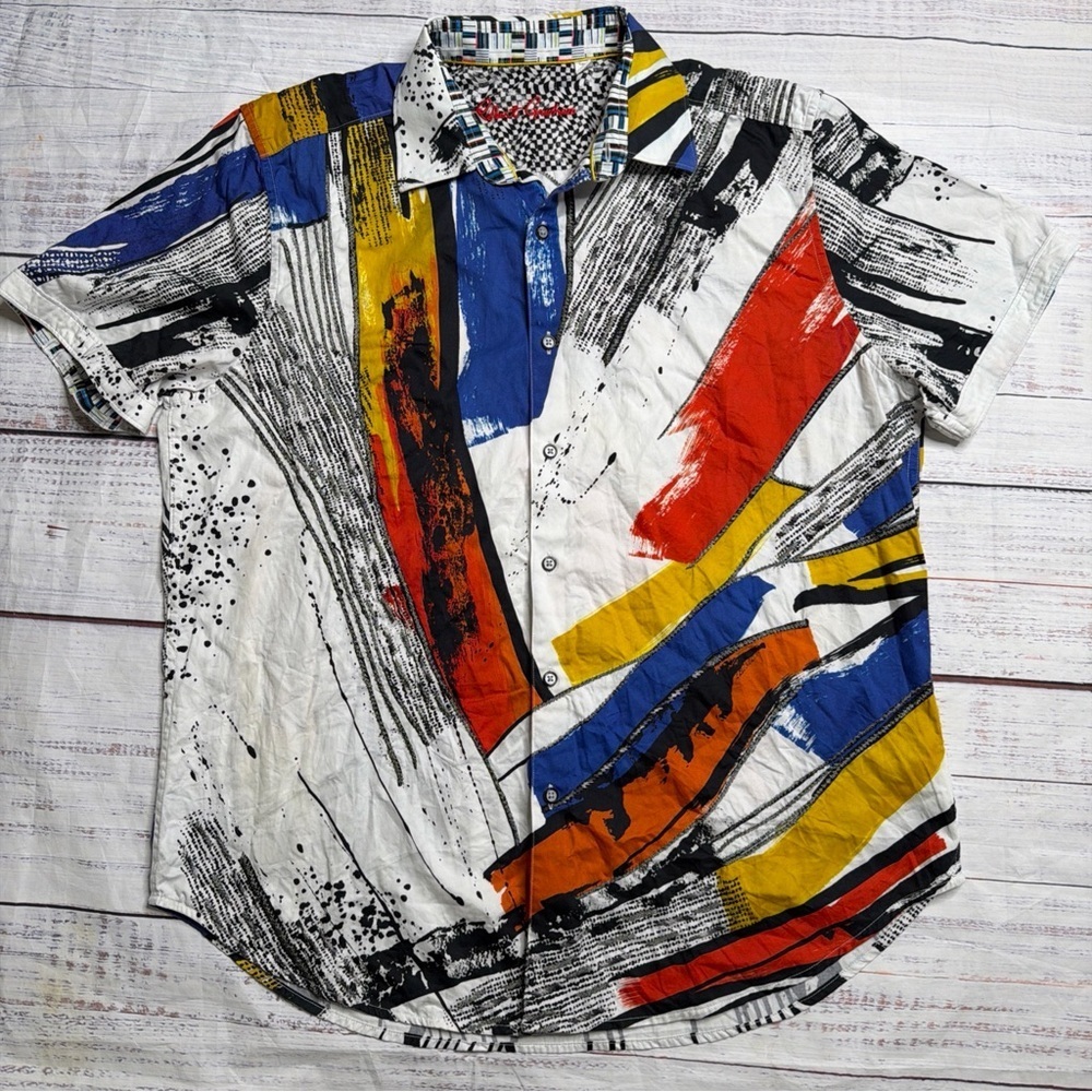 Robert Graham Colorful Abstract Button Down Shirt Size XL